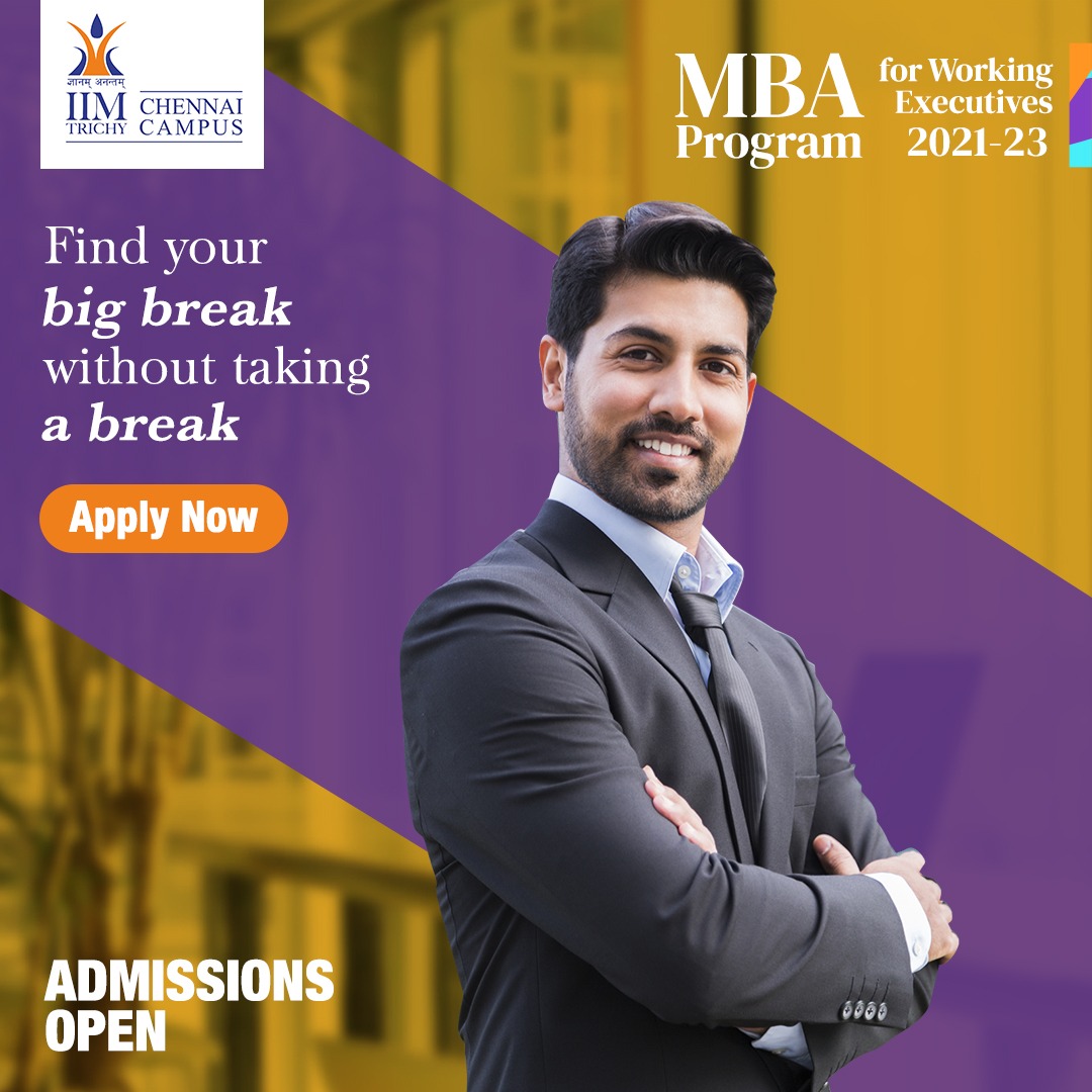 IIM_Trichy's tweet photo. Learn while balancing your work. Build your future over the weekends by enrolling in IIM Trichy's MBA Program for Working Professionals 2021 - 23.
Apply today: https://t.co/hgrir9biTG
#IIMTrichy #PGPBM #MBA #executivemba #admissionsopen2021 #CareerTransformation https://t.co/nU0QGZFEc3