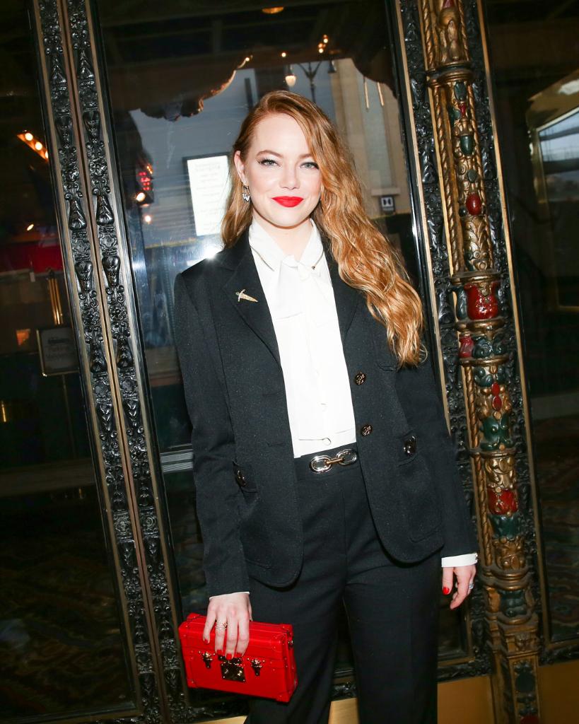 Emma Stone Wore Cruella de Vil LV Suit On Red Carpet