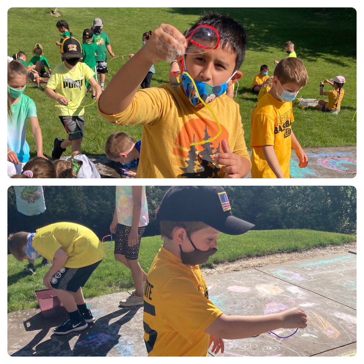 KnoppJennifer's tweet photo. Bubble fun! Thanks Mrs.Farison for such a fun science activity with bubbles! #fielddayfun#firstgraderocks https://t.co/9AtpXfV40M