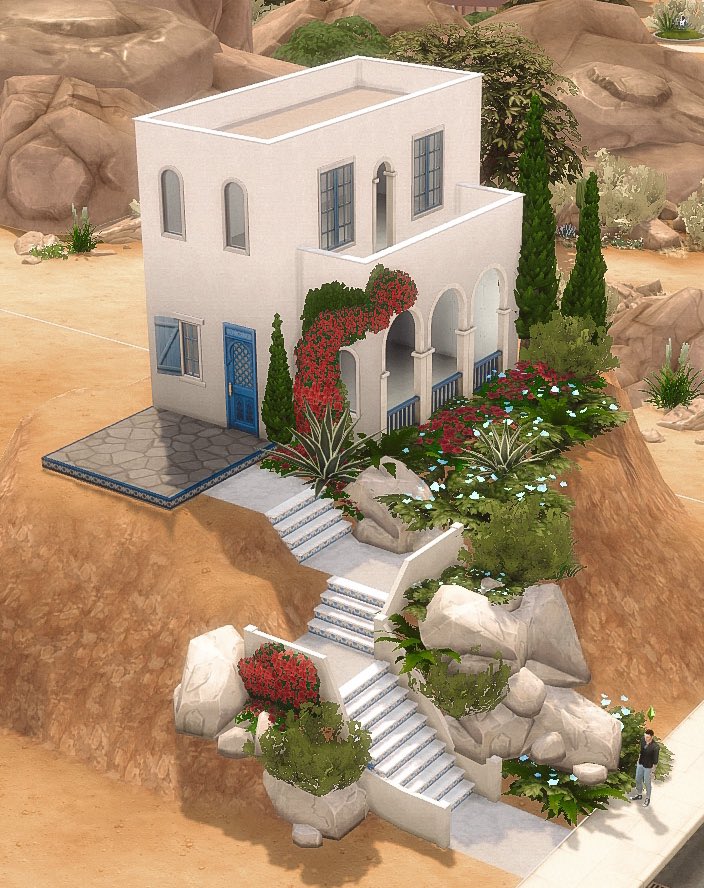 JetSetSimmer's tweet image. Haven’t played in literally weeks but I’m playing a little today! I made a cute Moroccan courtyard with the new kit but then realized some of these items can help make the most perfect Grecian home, too 😍🇬🇷 Santorini WIP #Sims4 #ShowUsYourBuilds