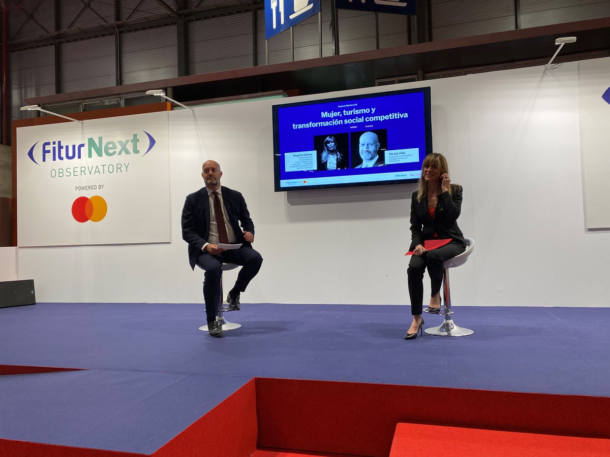 MastercardES's tweet photo. Da comienzo la charla sobre “Transformación social competitiva y el rol de la mujer en el turismo” en #FiturNext, con la participación de nuestro vicepresidente ejecutivo de Strategic Growth, @NicVillla 👏 #FITUR2021 #FiturNext #SomosTurismo https://t.co/JCFMEQ7za8