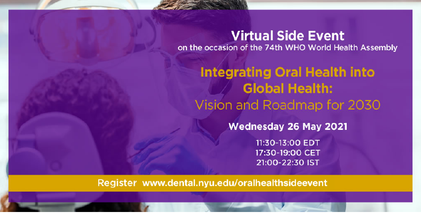 During the upcoming #WHA74, join the side event on #globaloralhealth Wednesday 26 May from 5:30 to 7:00pm Geneva Time. An initiative led by <a href="/SLUNGeneva/">SriLanka at UNGeneva</a>, Ministry of Health, Sri Lanka &amp; the WHO CC <a href="/NYUDental/">NYU Dentistry</a>  Registration at lnkd.in/d62r6aD