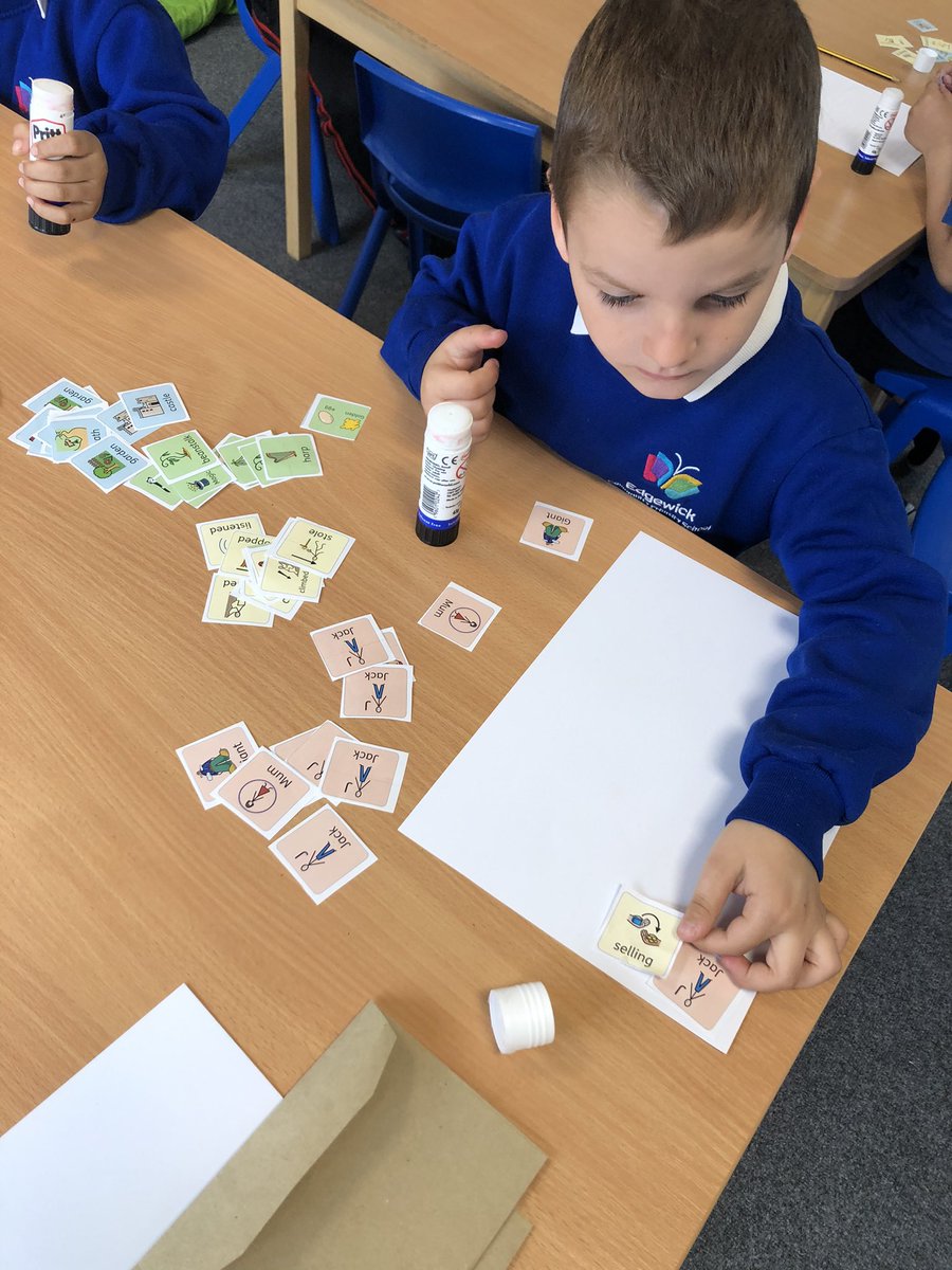edgewickprimary's tweet photo. #NurtureClass have been reading Jack &amp; the Beanstalk and using colourful semantics to create sentences!  
#inclusion #reading https://t.co/anEGFZ5OMp