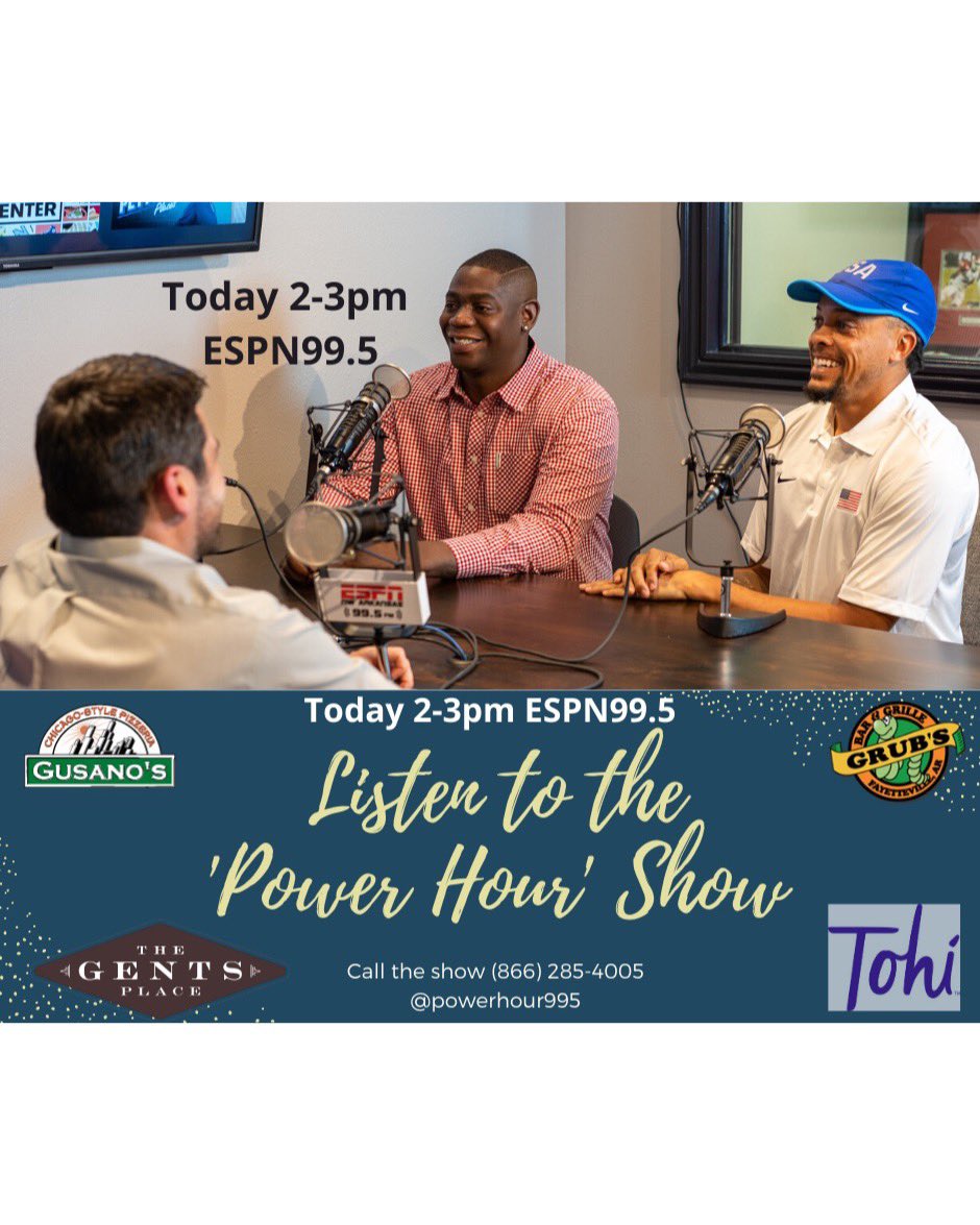 PowerHour995's tweet image. Wed = The ‘Power Hours’ Show! Listen on ESPN99.5 / 1-3pm 

Hosted by: @APReal_Estate, @RonnieBrewerJr &amp;amp; @PrinceSpearmon 

Sponsored By: @drinktohi, @grubs_dickson, @PittGusanos, @simba7media &amp;amp; @thegentsplace