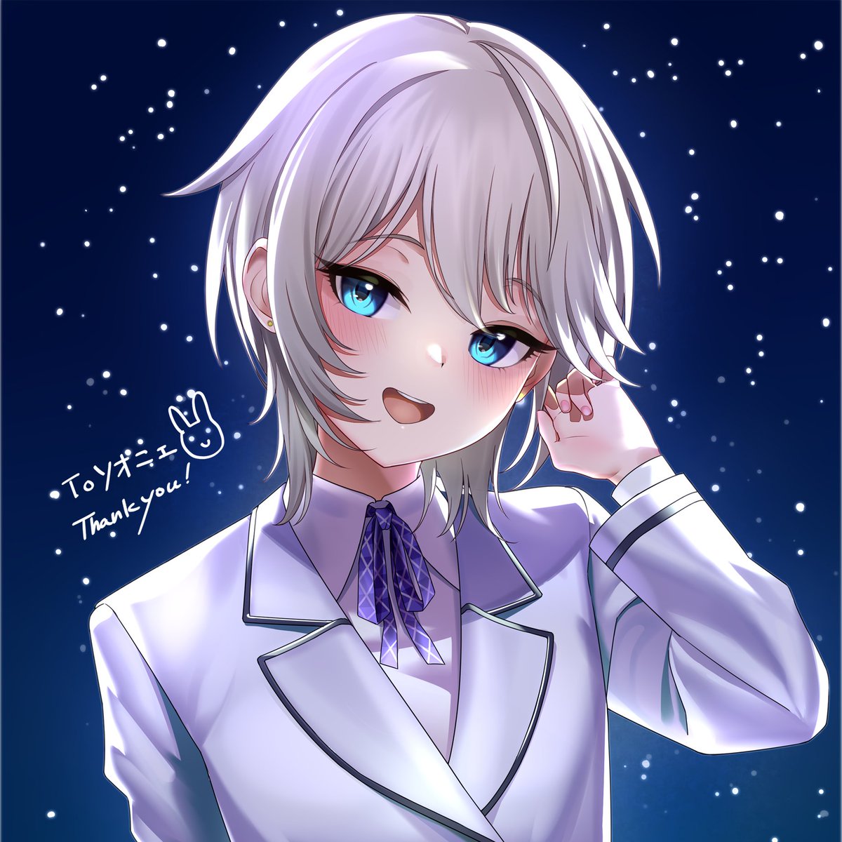 anastasia (idolmaster) 1girl solo blue eyes short hair earrings open mouth jewelry  illustration images