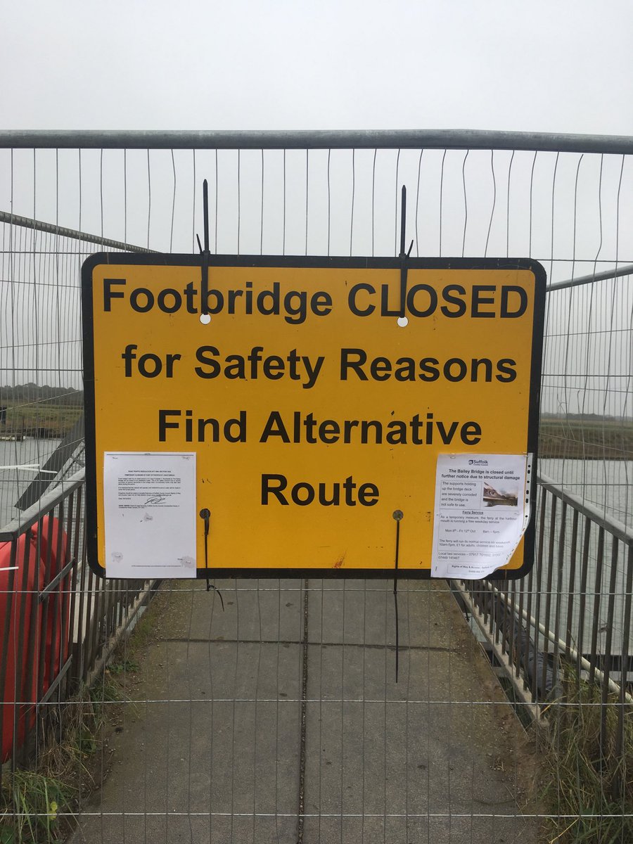 I took this picture of the Bailey Bridge in Oct’18. They’ve had ages to fix it but are doing it from Jun-Sep. Peak season! #Southwold Why now??