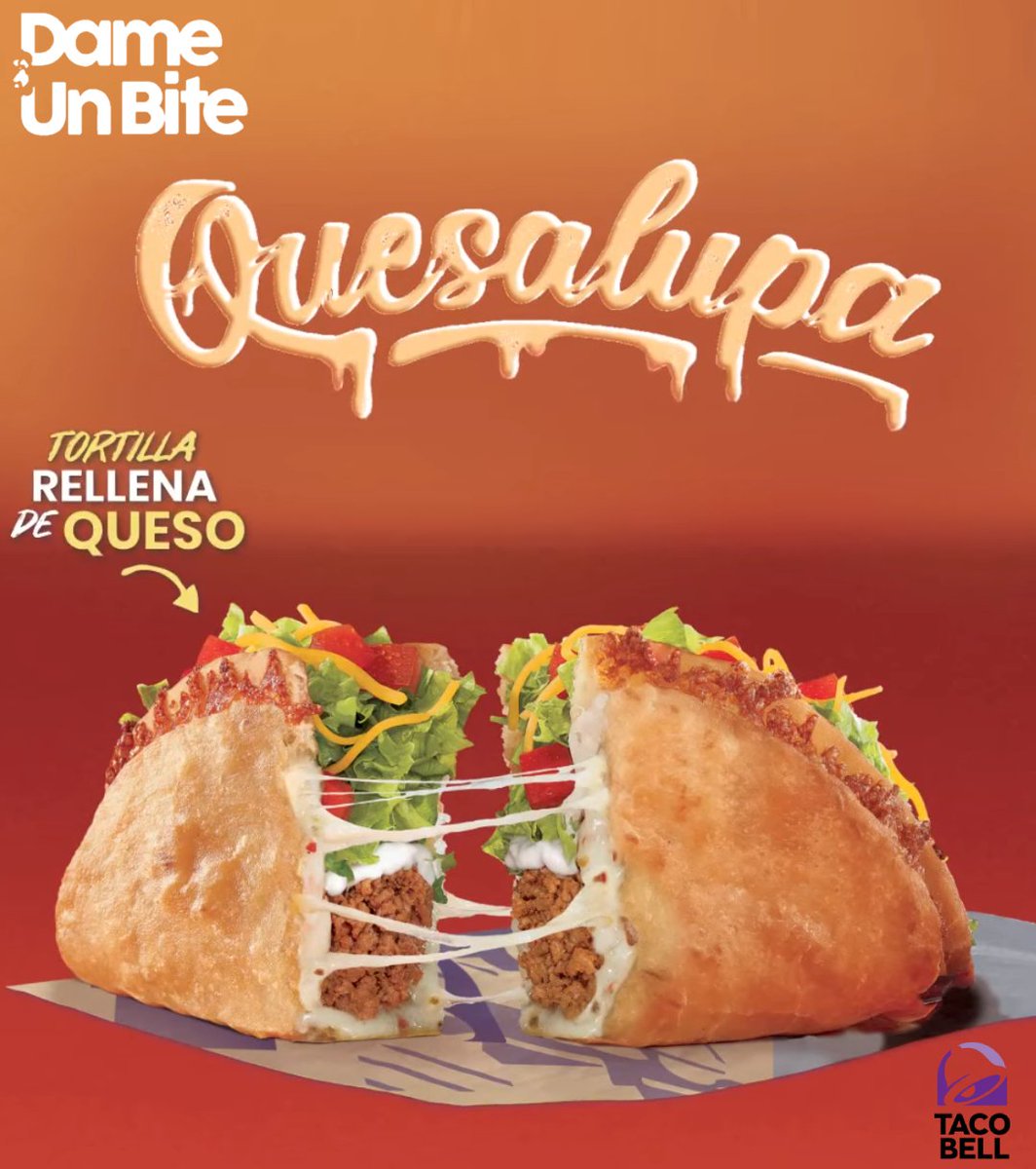 dameunbite's tweet photo. ¡Llegó la #Quesalupa de @tacobellpr a @Dameunbite! 😋 Pruébala con el corillo HOY con 15% de descuento usando el código "HOYSI". 😃
.
Descuento de 15% válido en órdenes de $15 o más, sólo hoy miércoles, 19 de mayo de 2021. No es válido en comercios con delivery gratis. https://t.co/rN6c32wWy1
