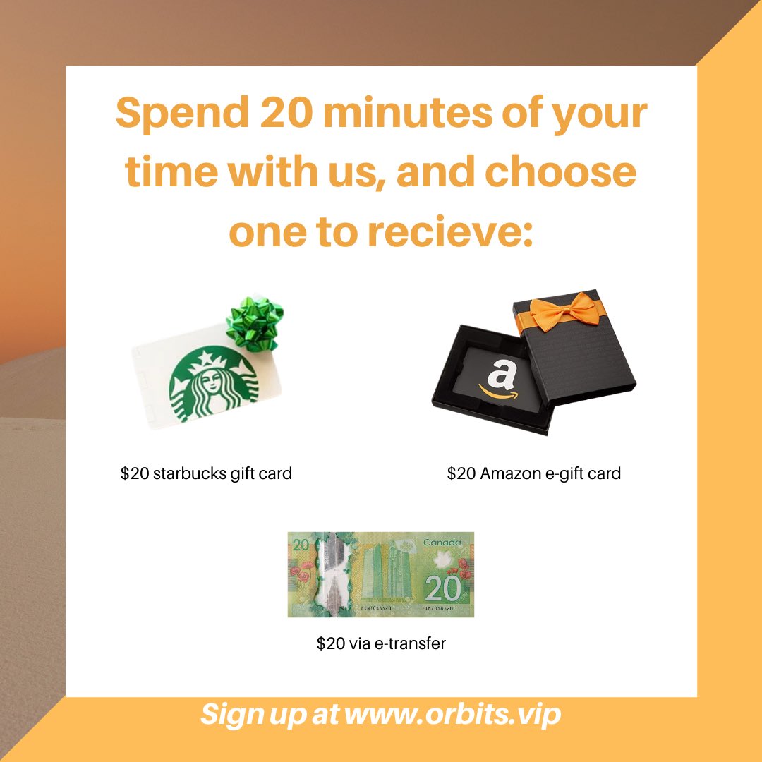 your_orbits's tweet photo. Spend 20 minutes helping us perfect the future of online learning, and we'll give you $20 in one of three forms to show our appreciation! sign up for your 20 minute student feedback sessions today! no wrong answers, just your thoughts! sign up at https://t.co/e23bPMWKuL https://t.co/kpgYct3FLj