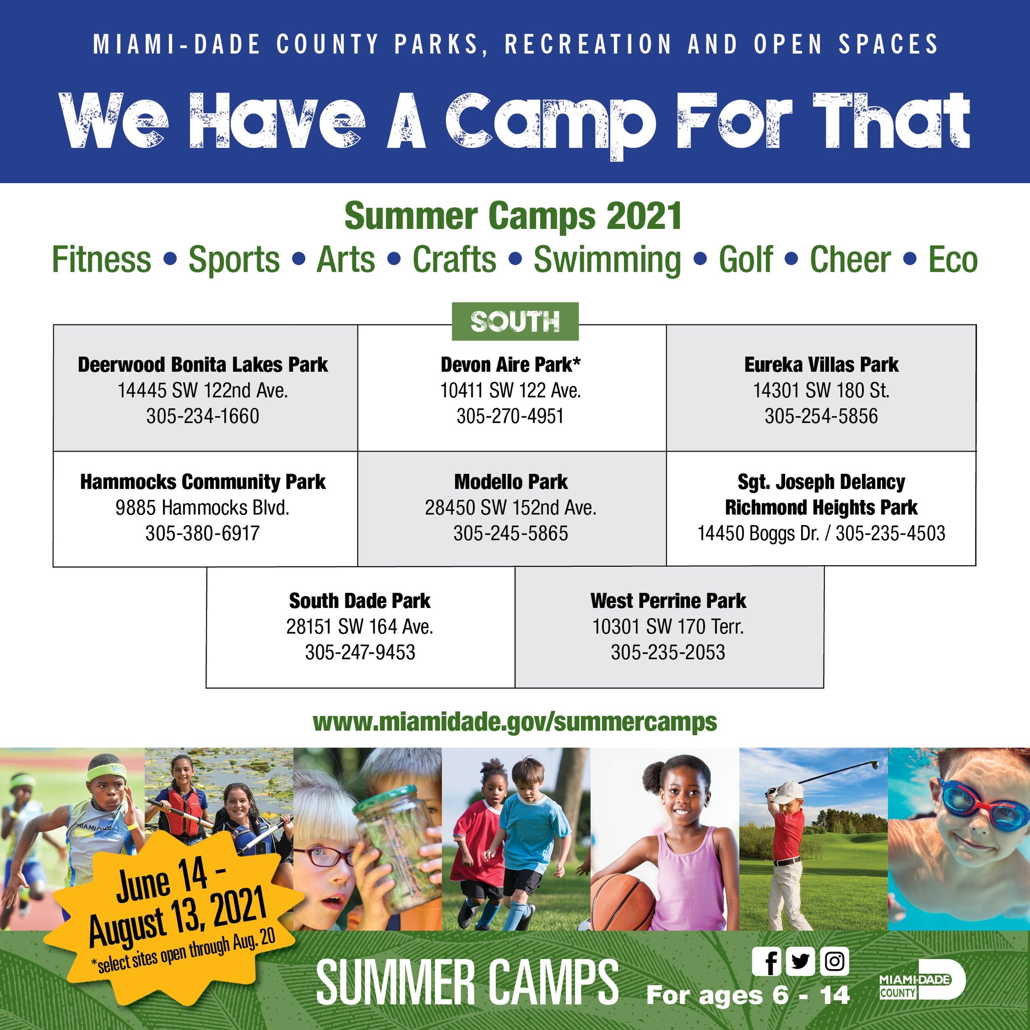 Miami Dade Parks Auf Twitter Summer Camp Is Almost Here We Have Fun Filled Summer Camps Throughout Ourcounty And Just Dropped The Weekly Fee To 25 For The Following Locations Little River Park Olinda