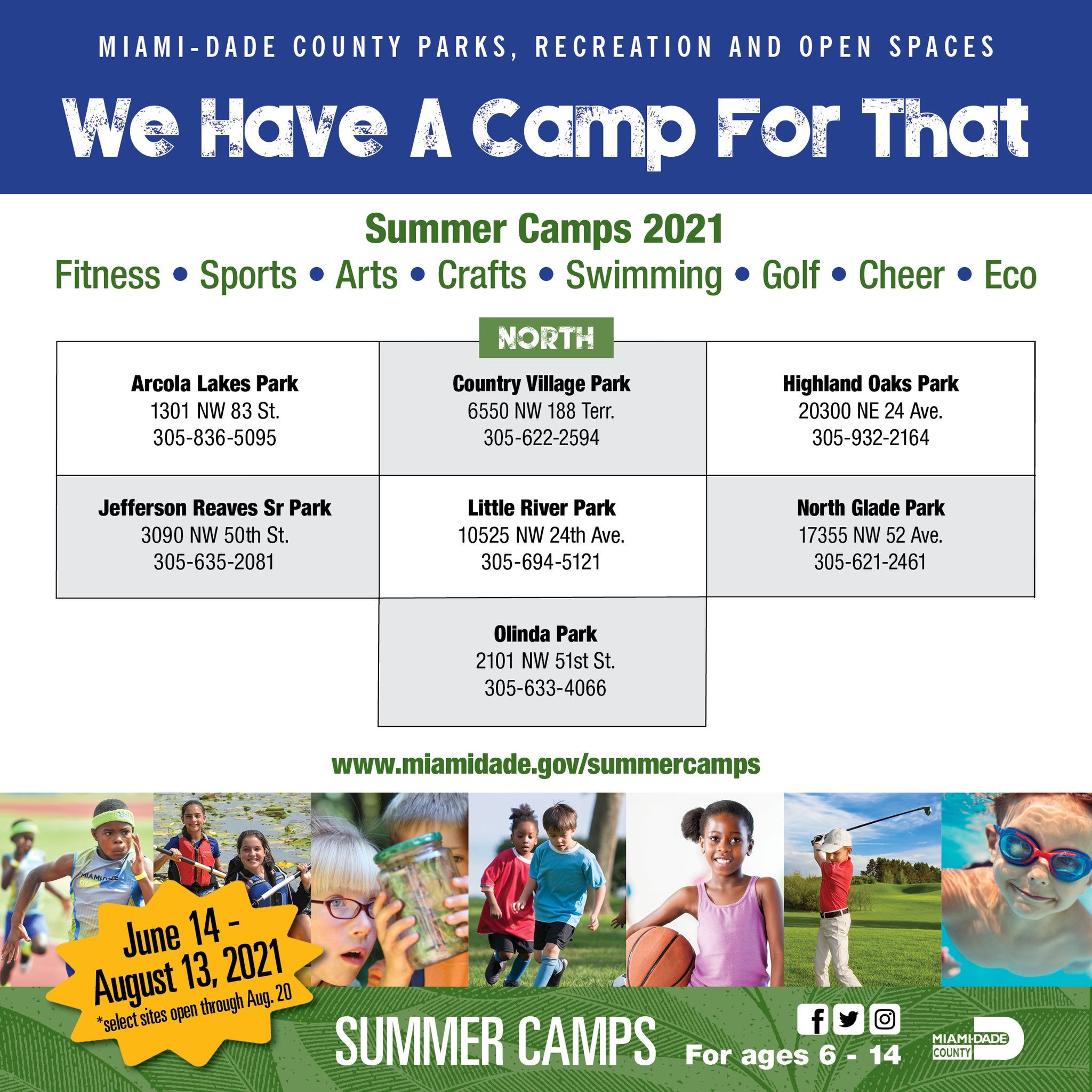 Miami Dade Parks Auf Twitter Summer Camp Is Almost Here We Have Fun Filled Summer Camps Throughout Ourcounty And Just Dropped The Weekly Fee To 25 For The Following Locations Little River Park Olinda