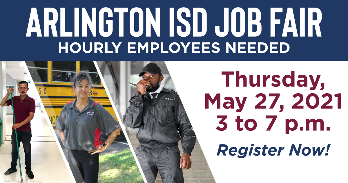 ArlingtonISD's tweet photo. #ArlingtonISD is hiring friendly and professional security guards, bus drivers and more. We offer competitive pay and great benefits. You can enhance the lives of students and contribute to their future. Register to attend our #JobFair on May 27. https://t.co/MXsrqvD29R #DoMore https://t.co/YjpDFpNcvs