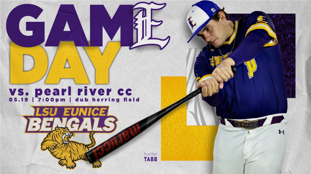 Back to work! LSU Eunice squares off with Pearl River in the nightcap from the Region 23 Tournament.  First pitch from Poplarville is set for 7PM(weather permitting).  Come cheer on your Bengals or watch on PRCC's Video Stream.

#DDCS
#GeauxBengals

VIdeo: prccmedia.com/watchlive/gold/