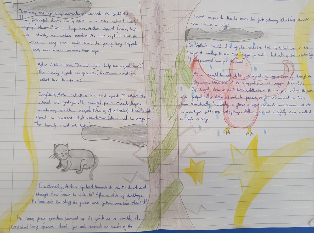 shieldrowschool's tweet image. Super proud of Y3/4 who have created a double page spread for their retelling of a section of Arthur and the golden rope @joetoddstanton Thank you for the inspiration @MissStanleyYr6 It's taken a while but the children were so engaged and loved bringing their work to life.