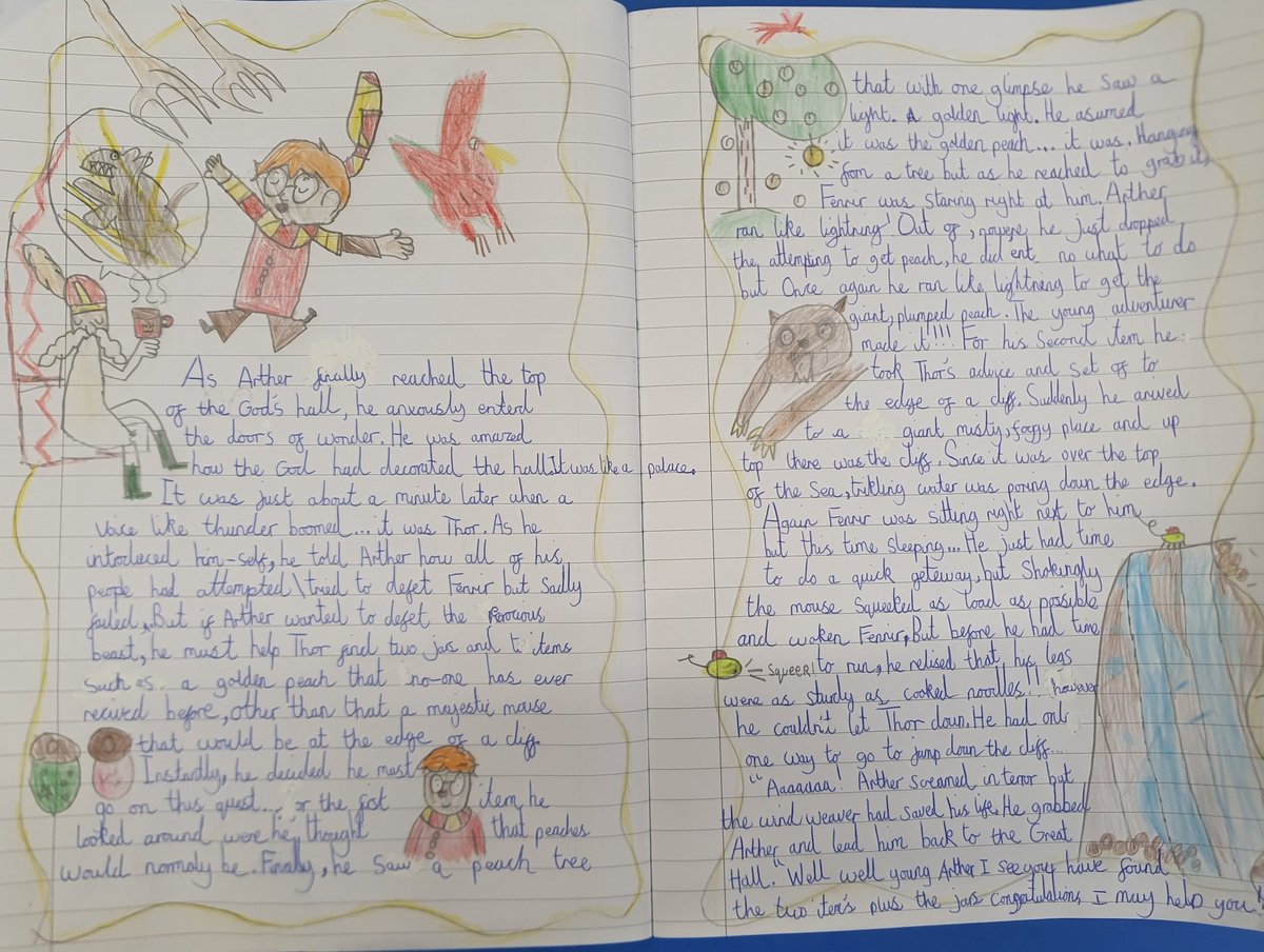 shieldrowschool's tweet image. Super proud of Y3/4 who have created a double page spread for their retelling of a section of Arthur and the golden rope @joetoddstanton Thank you for the inspiration @MissStanleyYr6 It's taken a while but the children were so engaged and loved bringing their work to life.