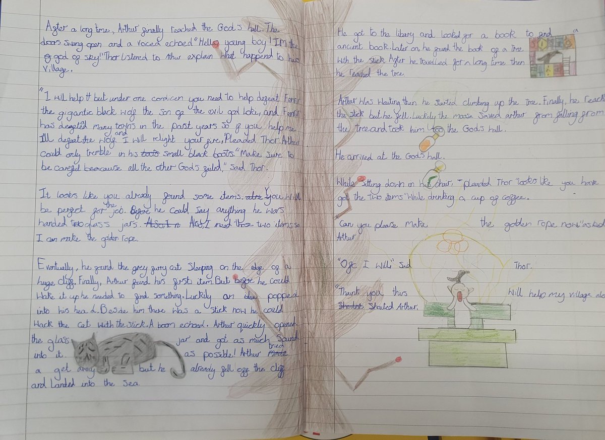 shieldrowschool's tweet image. Super proud of Y3/4 who have created a double page spread for their retelling of a section of Arthur and the golden rope @joetoddstanton Thank you for the inspiration @MissStanleyYr6 It's taken a while but the children were so engaged and loved bringing their work to life.