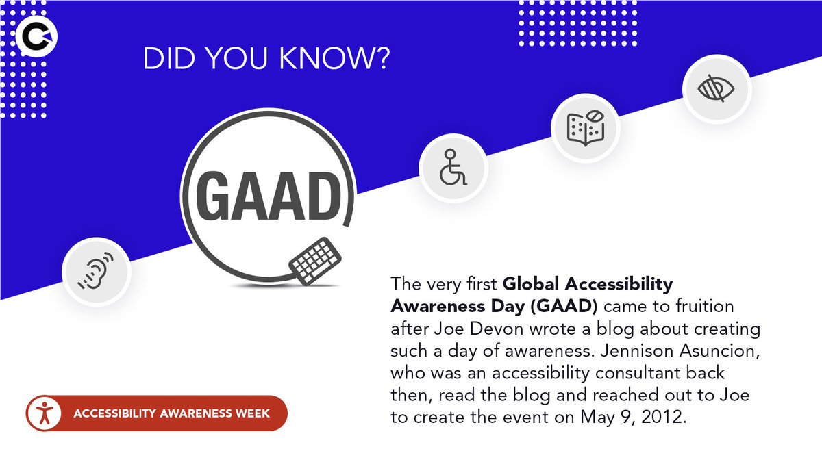 codoid's tweet image. Did You Know? 
The very first Global Accessibility Awareness Day (GAAD) came to fruition after Joe Devon wrote a blog about creating such a day of awareness. 

#globalaccessibilityawarenessday #codoid #accessibilitytestingservices #webaccessibility #qacompany #qualityassurance
