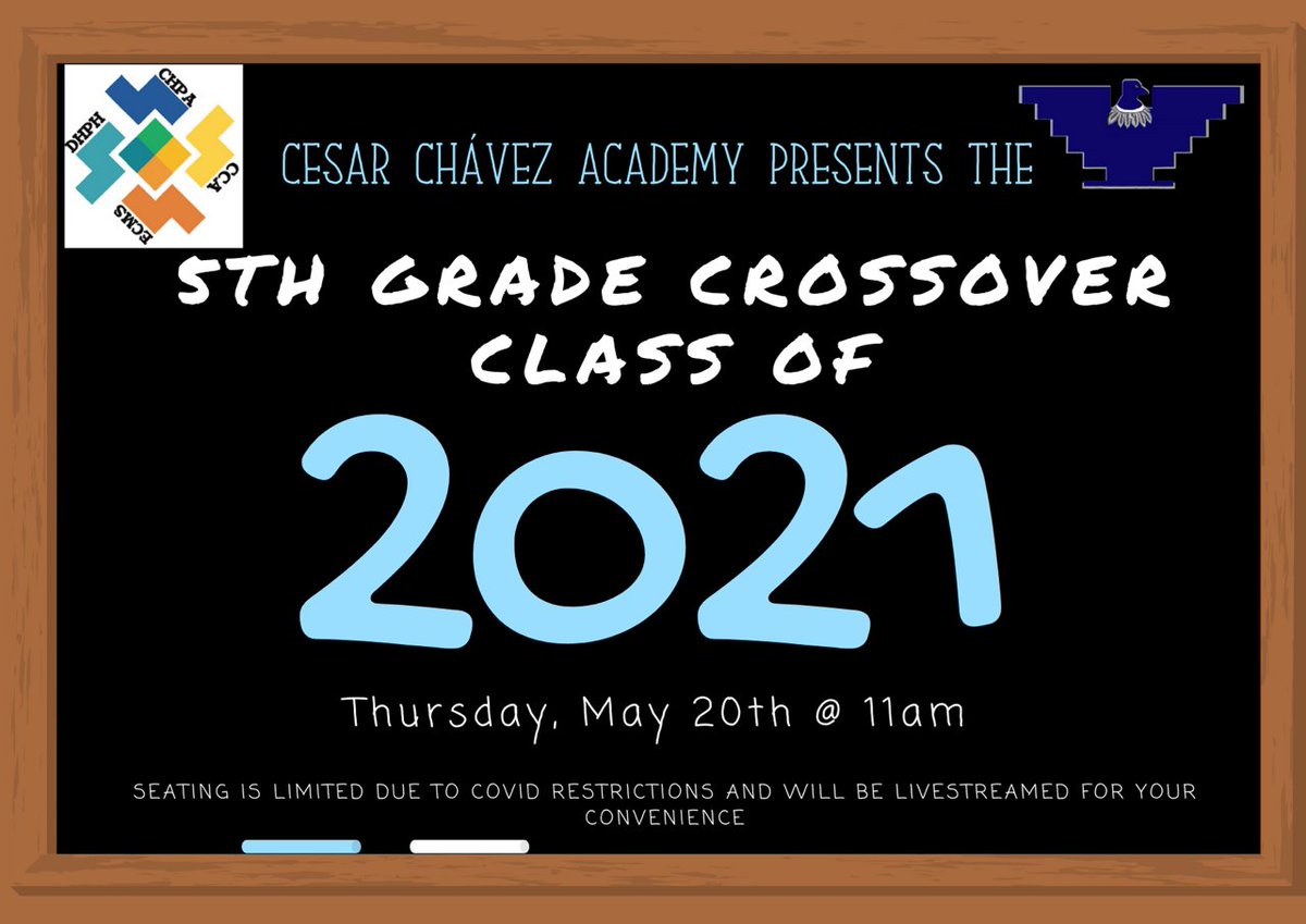 CHPA_K12's tweet photo. Cesar Chavez Academy is honored to congratulate our 5th grade students as they crossover to ECMS and become a Toro!

Join us Thursday via livestream with the link below!

https://t.co/mgyyv5VHB4 https://t.co/JPtTNPYpxA