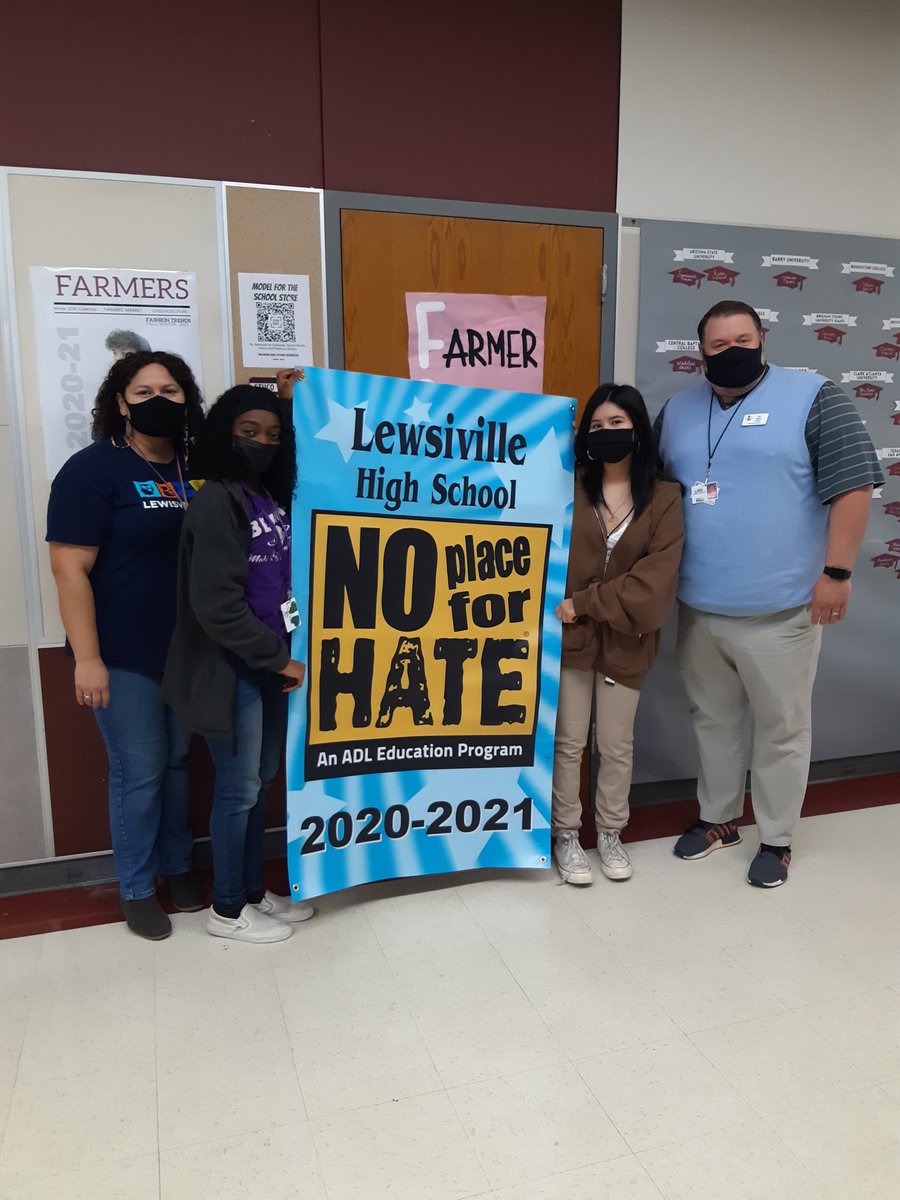 SmithLHSH's tweet photo. A huge thank you to all of our LHS students, teachers, and staff that have made our school a No Place for Hate designated school for this school year. Farmer Pride at its best! 👏 #noplaceforhate #LISDBEKIND @lewisvillestuco @LewisvilleHS @LewisvilleISD @lewisvilleHScou https://t.co/MGe3PLyCKF