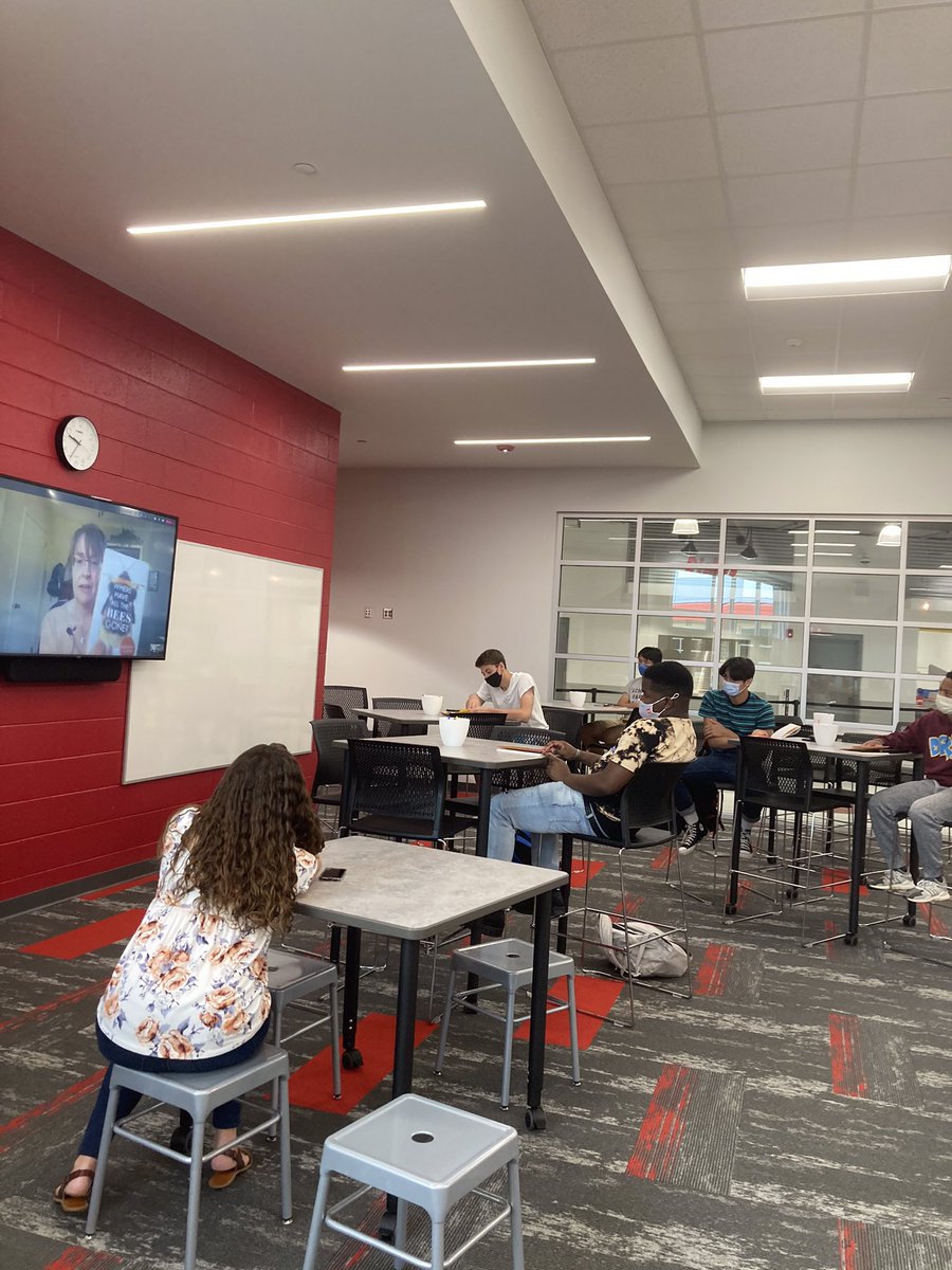 fantastic_fugle's tweet photo. These moments in #education keep me excited! My #APES class met w/ @RebeccaEHirsch to discuss her book “Where Have All the Bees Gone?” after we read her text together! What a fantastic opportunity!! @CabarrusWest @ReadsWest #literacy #authorvisit #lifelonglearners #bees #goreadit https://t.co/NhTbhze3e9