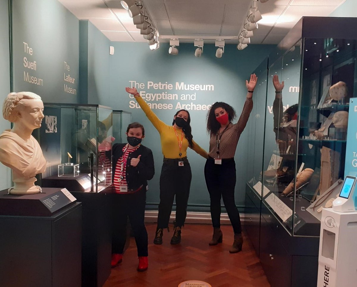 It's been so wonderful to reopen this afternoon for the  first time this year. Visitor Services staff and volunteers Lucy, Sara and Mariane are all grinning behind their masks. The museum is clean and we are ready! #UCLCulture #BackToMuseums