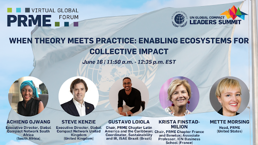 PRMESecretariat's tweet image. With examples from the Global North &amp;amp; the Global South, this session will focus on how business and leadership education can collaborate to generate collective impact.

Don't miss this #PRME &amp;amp; UN @globalcompact panel on Day 1 of the 2021 #PRMEGlobalForum.

unprme.org/global-forum
