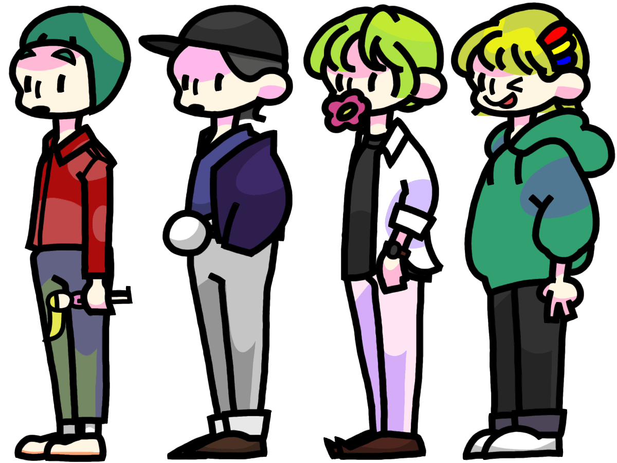 愛の戦士にはパリッとしただせぇ服を着ててほしいし なな湖さんは先とんがった革靴履いてスマートウォッチ つけてそうだし とりっぴぃはサービス精神旺盛で 紋付羽織袴のポンポンはかわいいね という絵 神殿花鳥 はん画 いらすとりっぴぃ