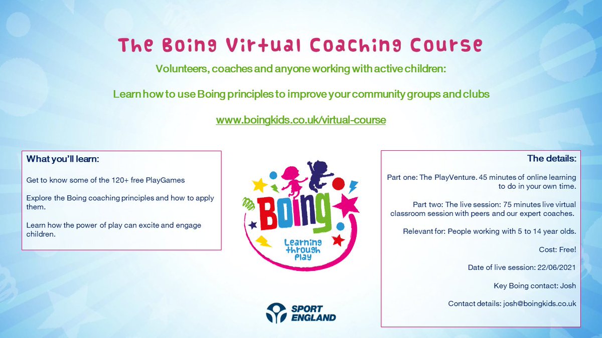 Active30Durham's tweet photo. County Durham Sport are running a great FREE virtual online coaching course in partnership with Boing to improve your community groups and clubs ⬇️👍 to sign up click this link: https://t.co/5PpRF4lqyA 

For further information on the course visit https://t.co/cj7BgTKEiX https://t.co/I2G77D6sO5