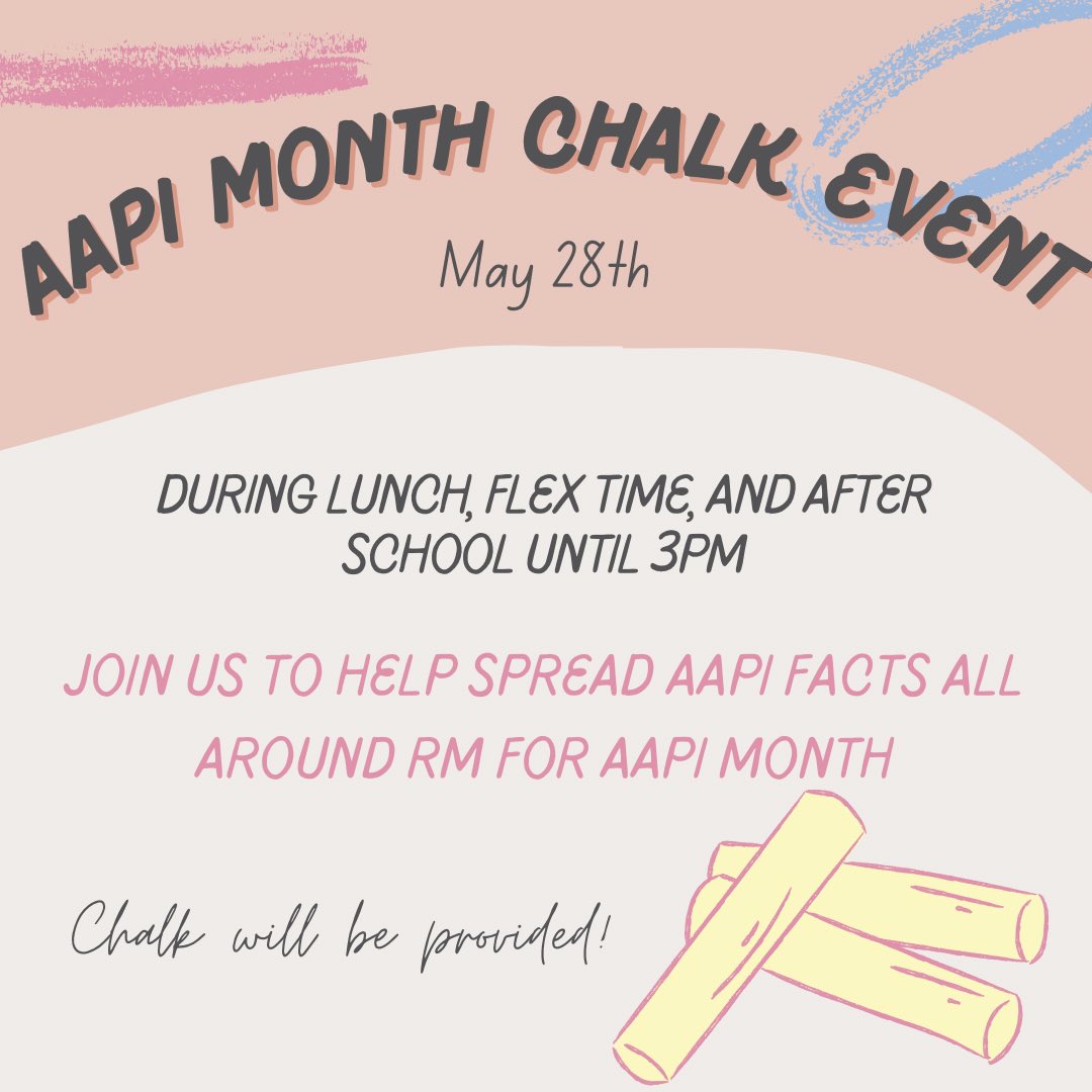 Hey rockets! Sign up to join us in person for this chalk activity! Also a collab with NCHS and NHS (you can earn 2 credits!) Sign up: bit.ly/chalkday