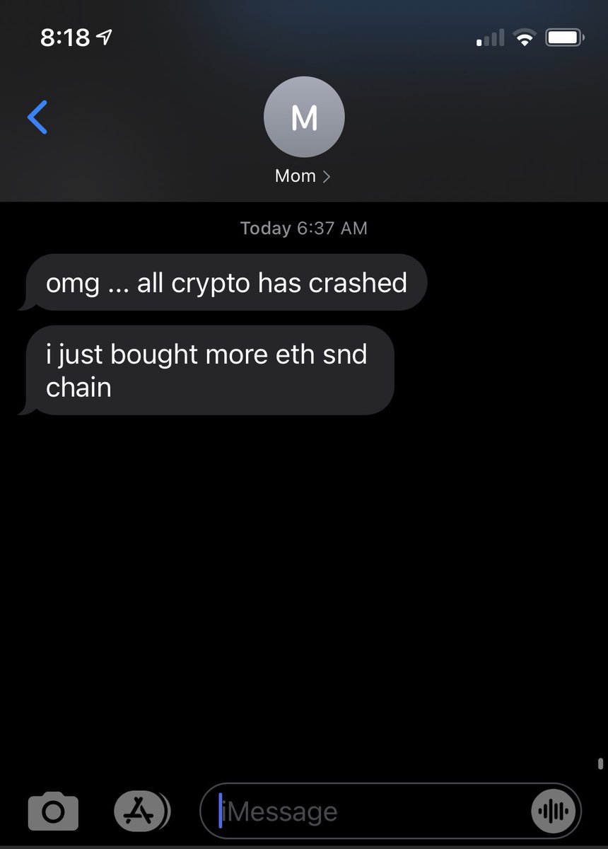 jucamunga's tweet photo. some of y’all running around scared and my mom out here btfd. take notes. $eth $link #DeFiMom https://t.co/4vnvmqv4ZX