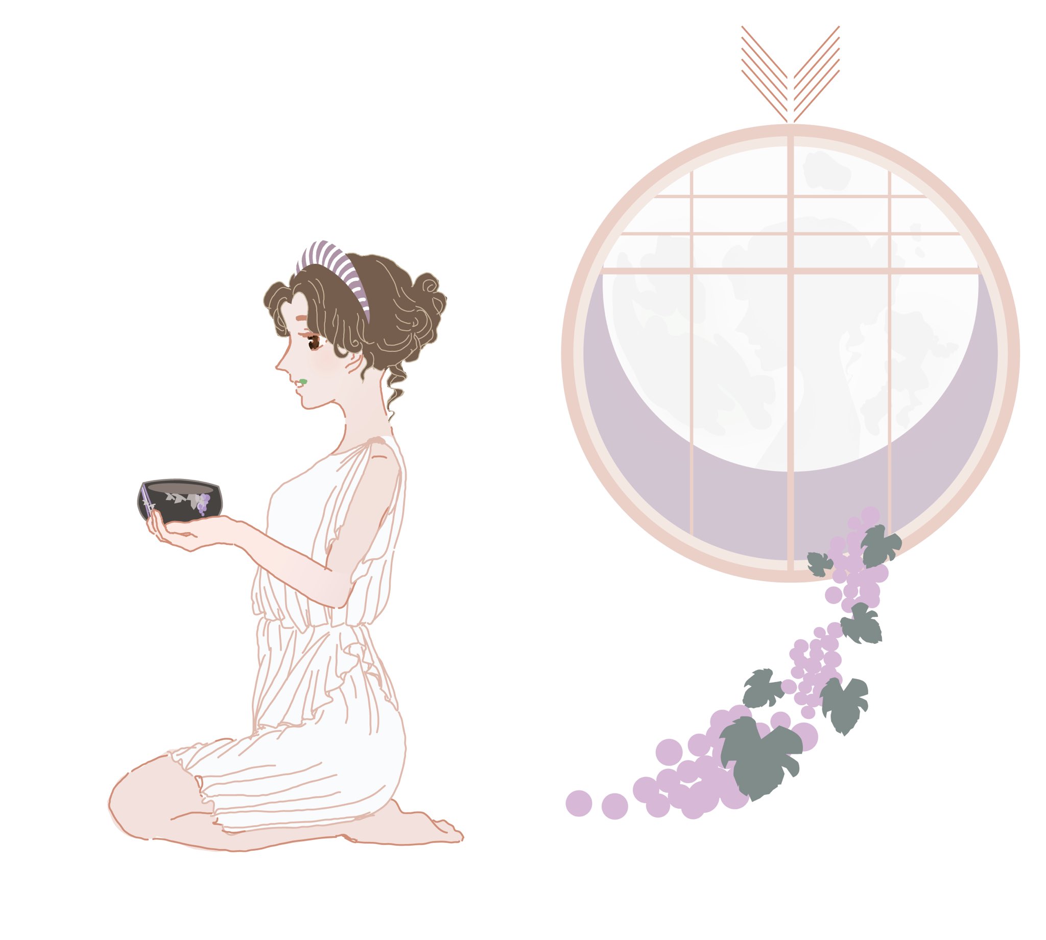 雑炊丸の実験室 Zousuimaru 絵を見る技術 では 服のシワや人の指などが 見えない矢印となって 私たちの目線を絵を隅々までみるように誘導するとあり それをやってみました イラストの見えない矢印 矢 葡萄 服のシワ 腕 ここから