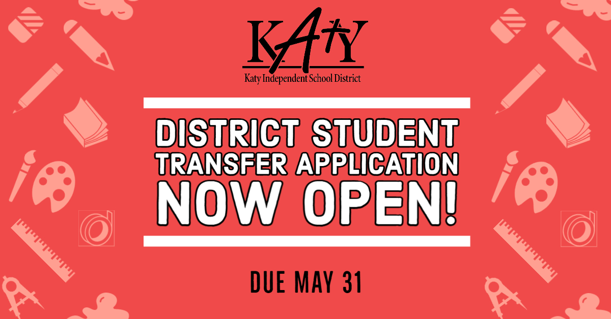 The District Student Transfer application for the 2021-2022 school year is open! Students who are currently on a transfer must submit their requests by Monday, May 31, 2021. Details here: katyisd.org/dept/campusadm… #KatyISD