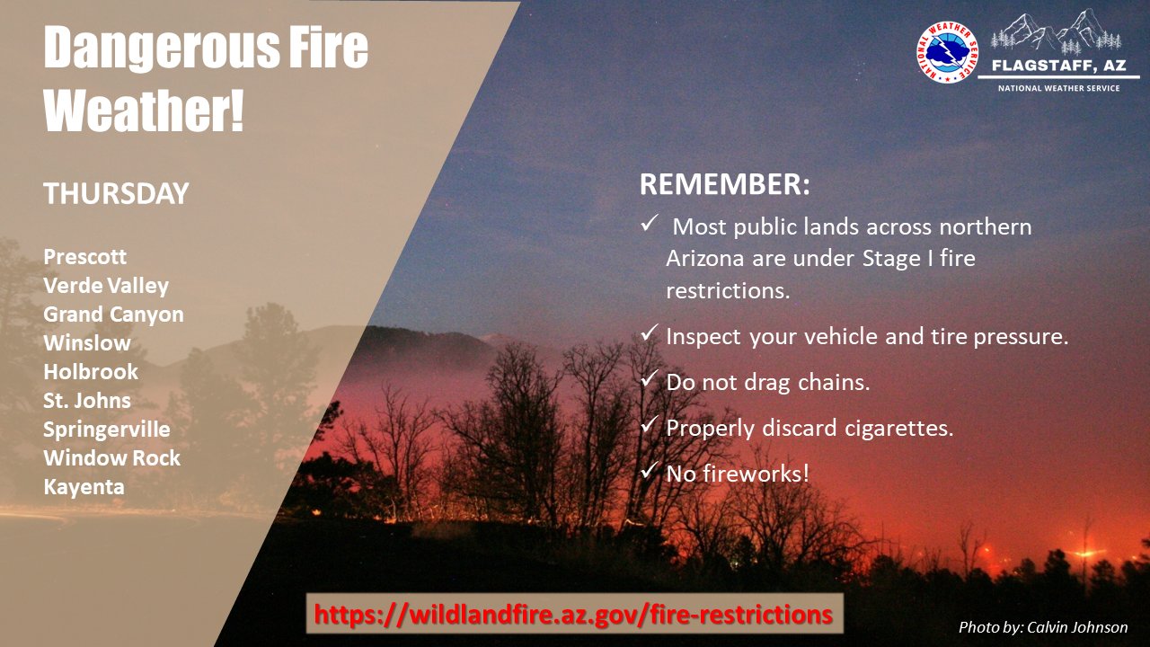 NWS Flagstaff on Twitter "A Red Flag Warning has been issued for much