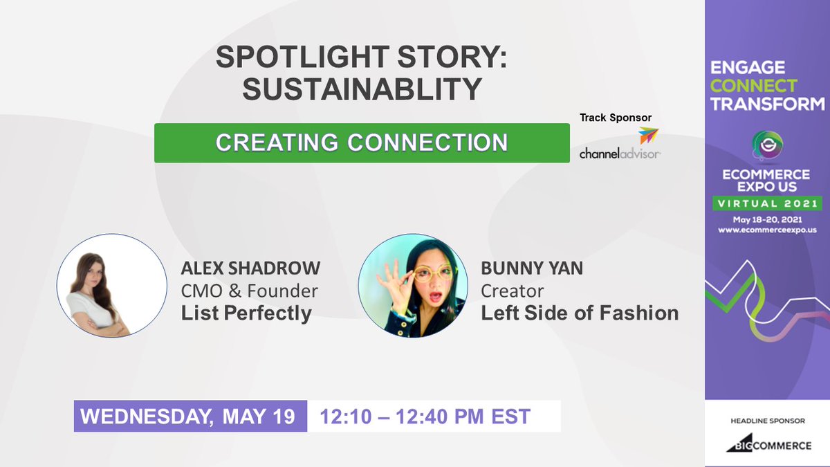 Interested in making your brand more sustainable? Just hop on live with us and ask experts Alex Shadrow and Bunny Yan ALL your questions. 

Join in at ecommerceexpo.us

#sustainableretail #sustainabilityinretail #consciousconsumer