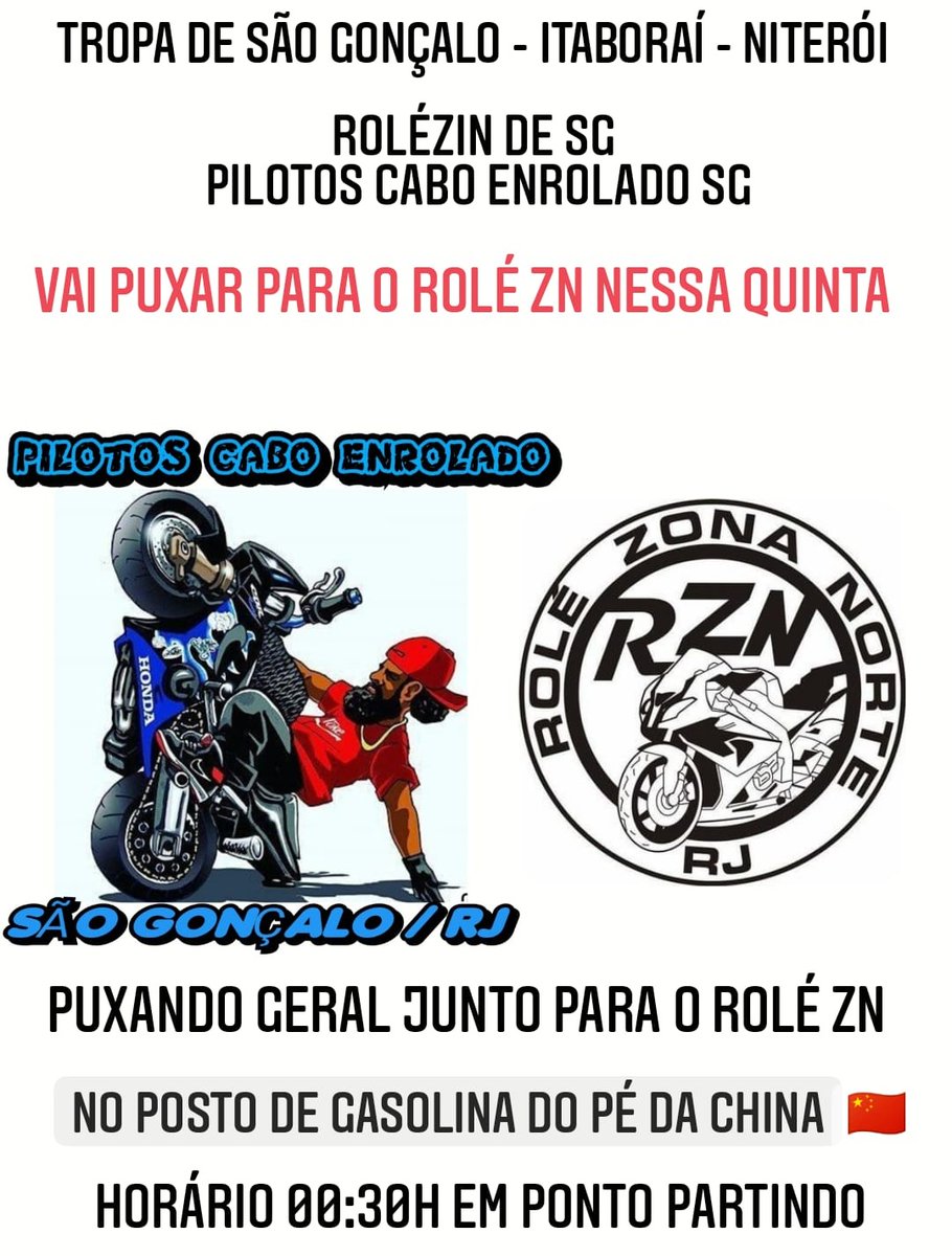 rolezindesg's tweet photo. AMANHÃ TROPA DE SÃO GONÇALO, ITABORAÍ &amp; NITERÓI PARTINDO PARA O ROLÉ ZN 👍🚀
SEGUE AS COORDENADAS ABAIXO !!

Conexão RJ x SG 🚀

@role_zn 
@rolezindesg https://t.co/CBaGBQgor7