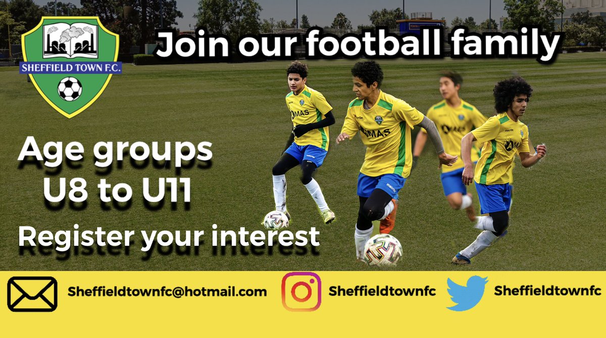 SheffieldTownFC's tweet image. Sheffield Town FC are delighted to announce our new youth teams for 2021/22 
U8, U9 , U10 &amp;amp; U11

Please complete the registration of interest form below⬇️

forms.gle/nMoXJEjUoGJYfX…