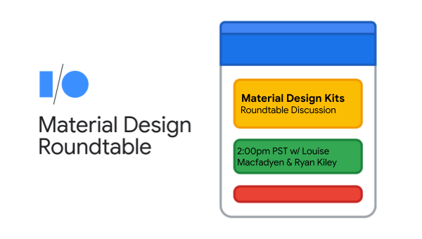 Louise Macfadyen (@ljmacfadyen) on Twitter photo Coming up!
Join our Roundtable Discussion on Material's Design Kits at 2:00pm PST with guest <a href="/ryan_kiley/">Ryan Kiley</a> from the Material Design team! goo.gle/material-round… Coming up!
Join our Roundtable Discussion on Material's Design Kits at 2:00pm PST with guest <a href="/ryan_kiley/">Ryan Kiley</a> from the Material Design team! goo.gle/material-round…