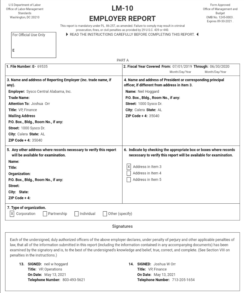 Union Busting Tracker Olms Tracker On Twitter Sysco Central Alabama In Calera Al Hired Anti Union Consultants From Lewis Labor Relations And Government Resources Of America Inc Https T Co Ki3jtnrxcd Https T Co 03asfwfp7d Twitter