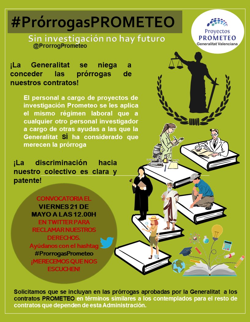ProrrogPrometeo's tweet photo. #PRÓRROGASPROMETEO

EL VIERNES 21 A LAS 12:00, INUNDEMOS TWITTER CON  EL HASHTAG #PrórrogasPROMETEO

¡HAZTE VISIBLE! CUÉNTANOS CÓMO HA AFECTADO A TU INVESTIGACIÓN EL RETRASO CAUSADO POR LA CRISIS SANITARIA EN UN TWEET EL VIERNES 21, A LAS 12:00h

¡Merecemos que nos escuchen! https://t.co/ZGppTp2bgF