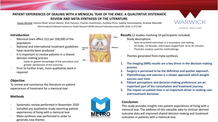 METRO: Meniscal Tear Outcome Study tweet media