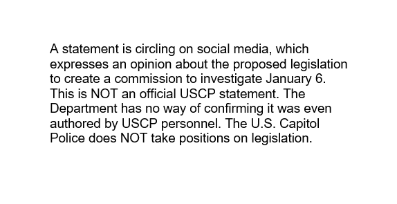 USCP does NOT take positions on legislation.