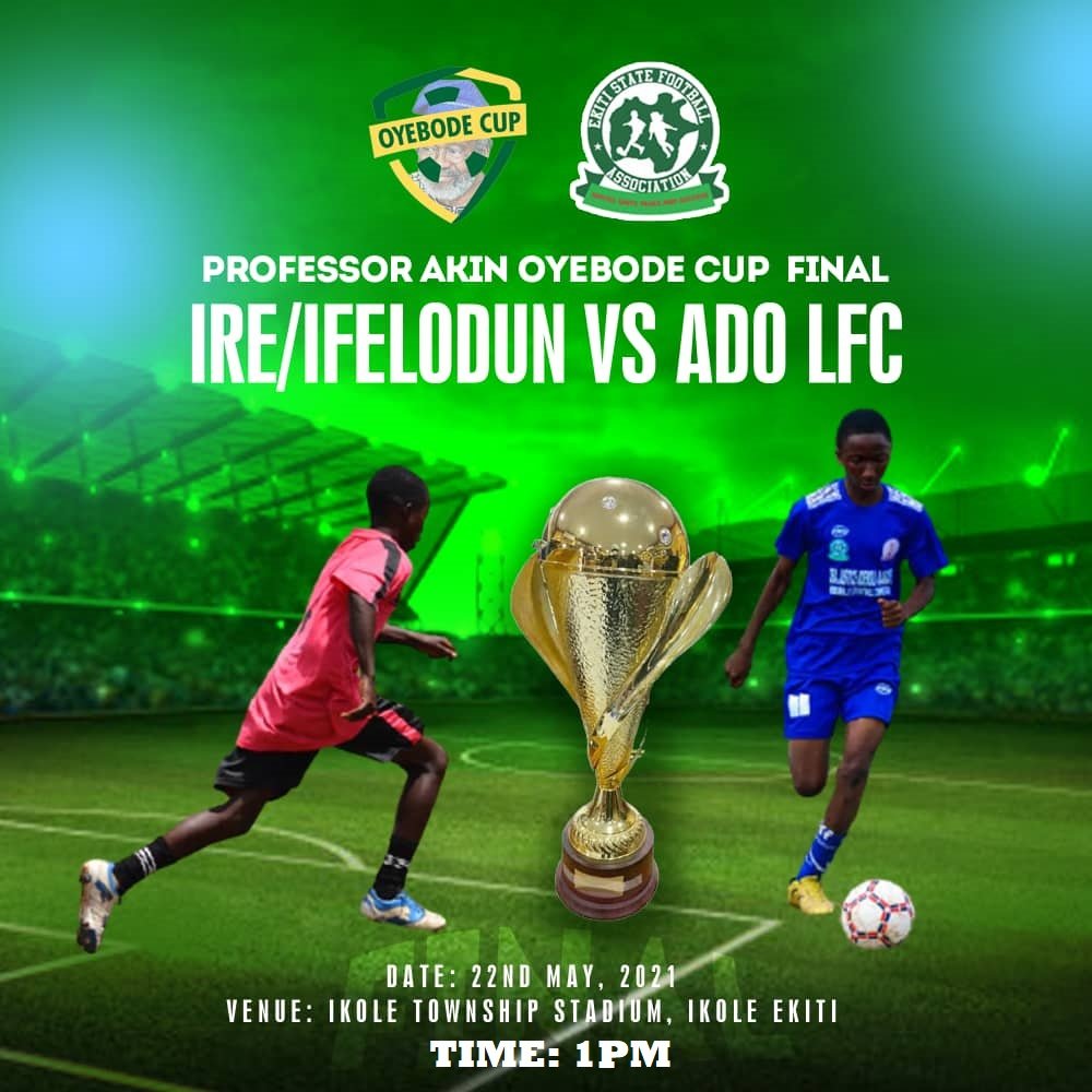 Ekiti State Football Association (@ekitifootball) on Twitter photo ๐ฟ๐๐ ๐ฒ๐๐๐๐ ๐ฑ๐๐๐๐๐
On Saturday, 22nd May, 2021, finalists of the #ProfAkinOyebodeU15 trade tackles to determine the winner in both boys & girls categories.
๐ญ๐ญ๐
ฐ๐
ผ: Lionsgate FC ๐ Golden FC
๐ญ๐
ฟ๐
ผ: Ire/Ife LFC ๐ Ado LFC
๐๏ธ Ikole township Stadium, Ikole Ekiti ๐ฟ๐๐ ๐ฒ๐๐๐๐ ๐ฑ๐๐๐๐๐
On Saturday, 22nd May, 2021, finalists of the #ProfAkinOyebodeU15 trade tackles to determine the winner in both boys & girls categories.
๐ญ๐ญ๐
ฐ๐
ผ: Lionsgate FC ๐ Golden FC
๐ญ๐
ฟ๐
ผ: Ire/Ife LFC ๐ Ado LFC
๐๏ธ Ikole township Stadium, Ikole Ekiti
