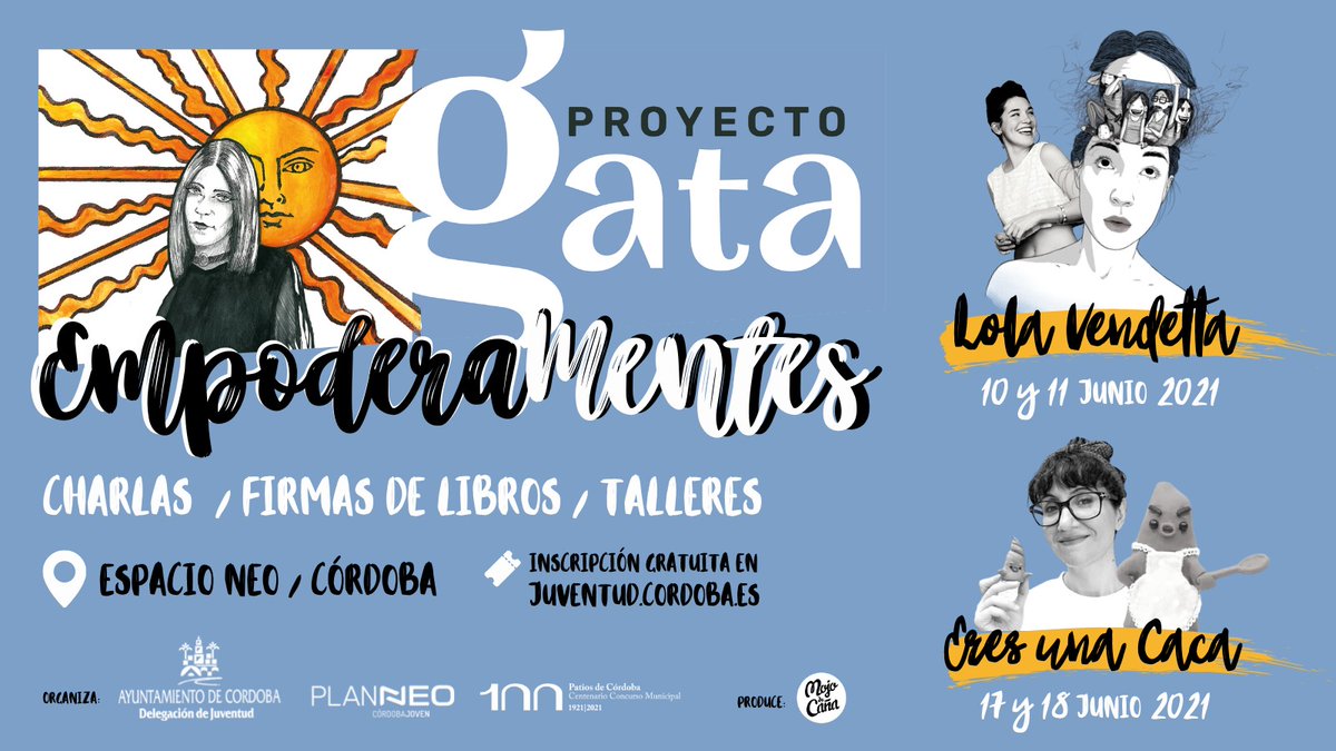mojodecana's tweet photo. La ilustradora #LolaVendetta @raquel_r_rossy y la animadora de #EresUnaCaca @lulagomezfem, por 1ª vez en #Córdoba gracias al proyecto #EmpoderaMentes, organizado por @planneocordoba dentro del marco #ProyectoGata

Info e Inscripciones
https://t.co/UGr77zGsH8

Produce @mojodecana https://t.co/RfvkFIRmes