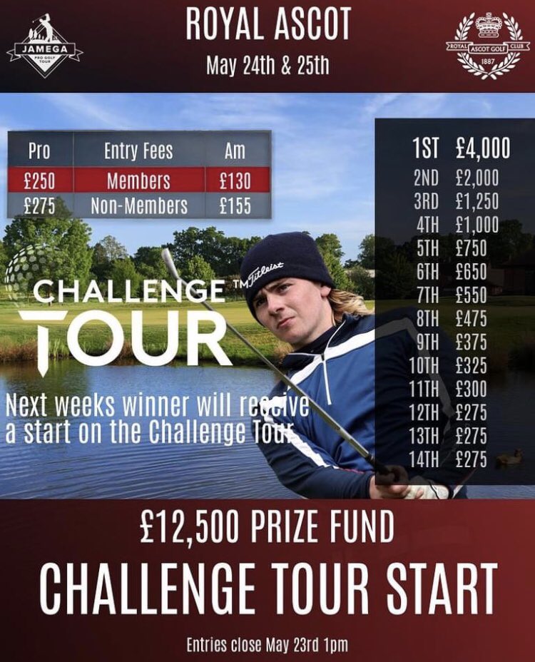 Come join us next week @RoyalAscotGC Win yourself a @Challenge_Tour start #gamechanger #progolf #minitour #1DevelopmentTour