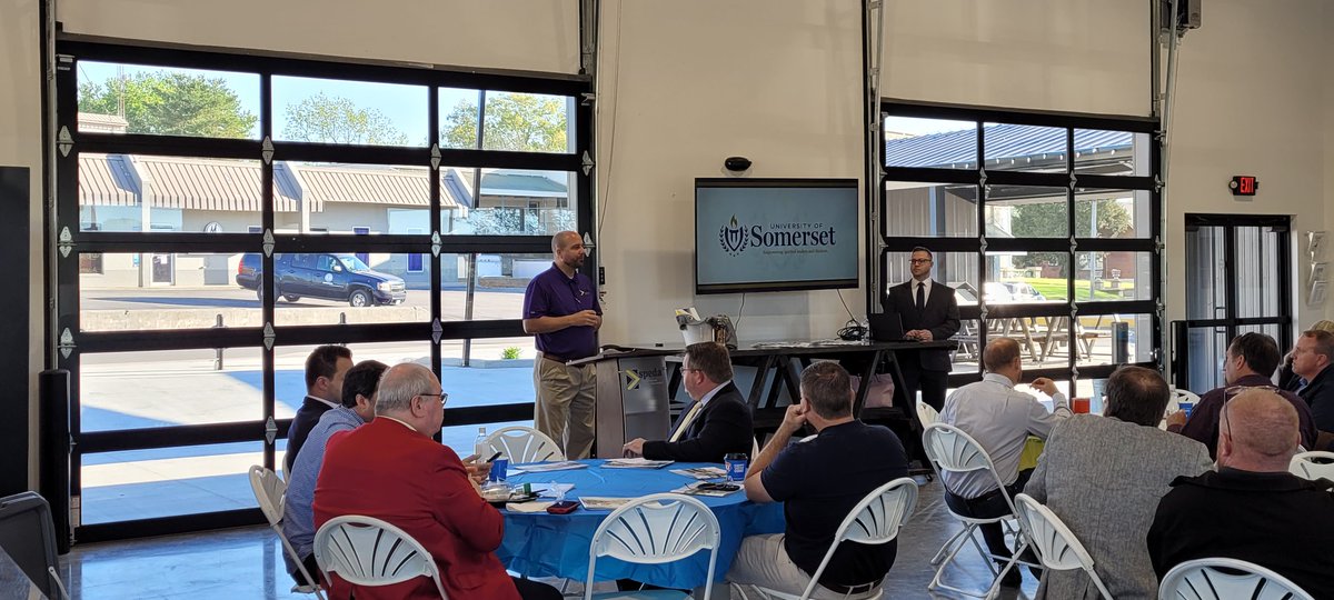 uofsomerset's tweet photo. The University of Somerset team was honored to join the Somerset-Pulaski Economic Development Authority (#SPEDA) Industrial Leaders Breakfast last week - to share our vision for transformative higher education that will accelerate workforce development and local economic growth! https://t.co/TZs8J4uAT2