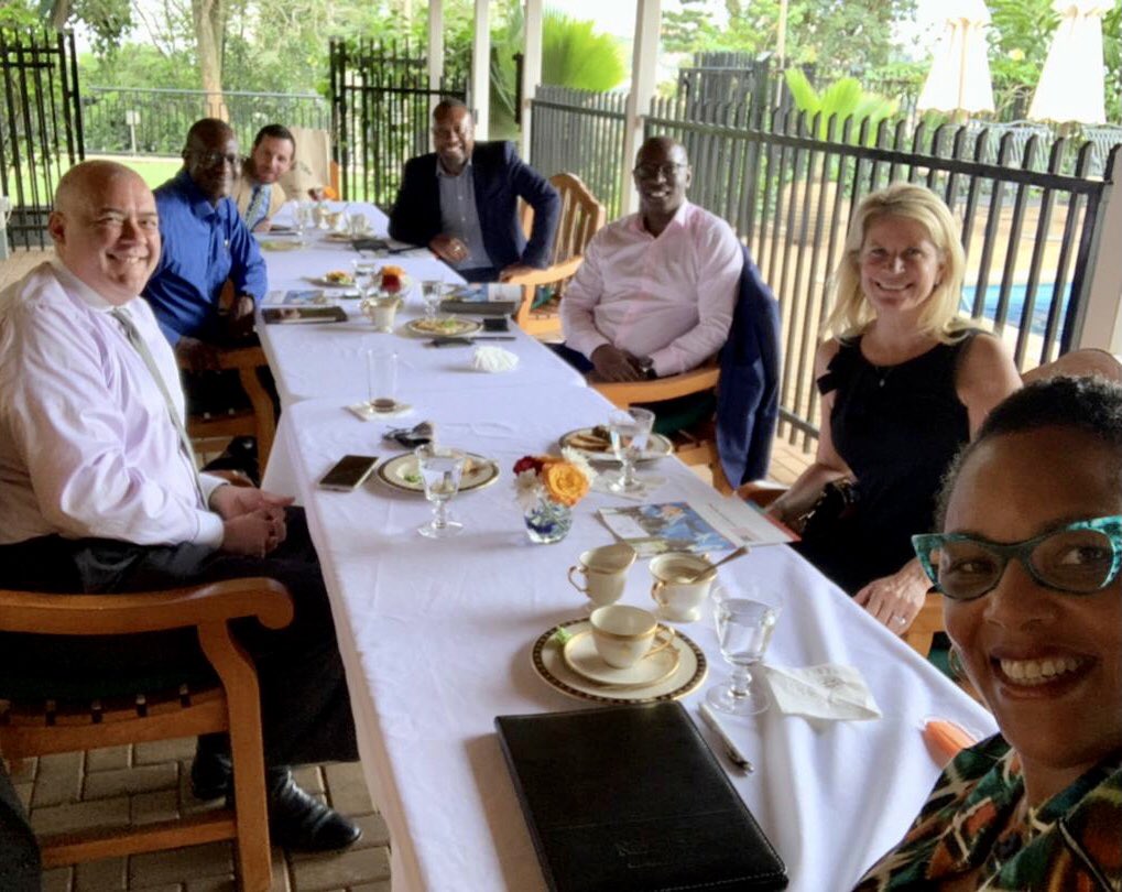 USAmbUganda's tweet photo. Pleased to meet with @AmChamUganda members working in the ICT sector to discuss how 🇺🇸 investment creates jobs in 🇺🇬 and benefits both countries. https://t.co/5DChy3HFid