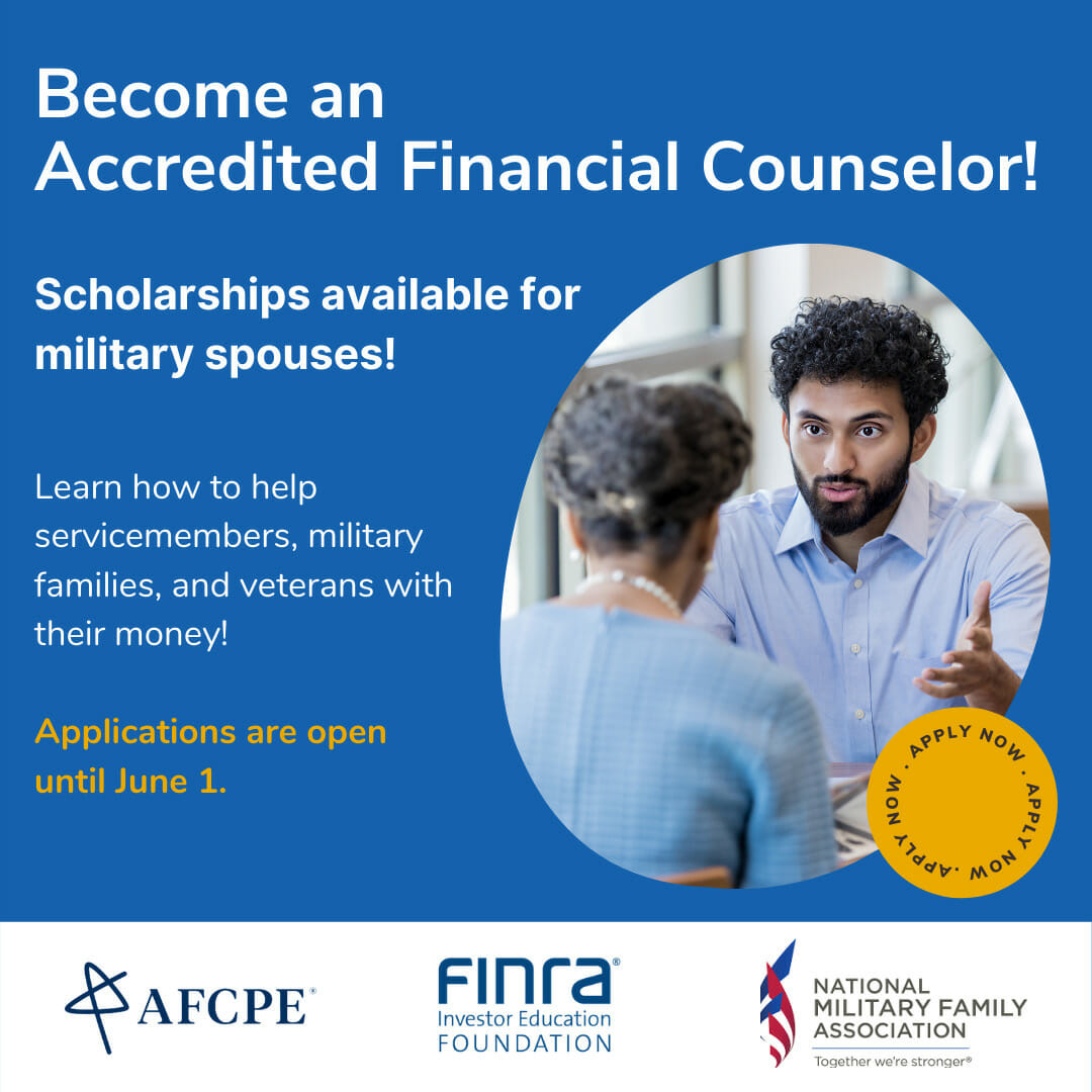 Become an Accredited Financial Counselor. Apply for the <a href="/FINRAFoundation/">FINRA Foundation</a> #Milspouse Fellowship program: bit.ly/FINRAFoundatio…