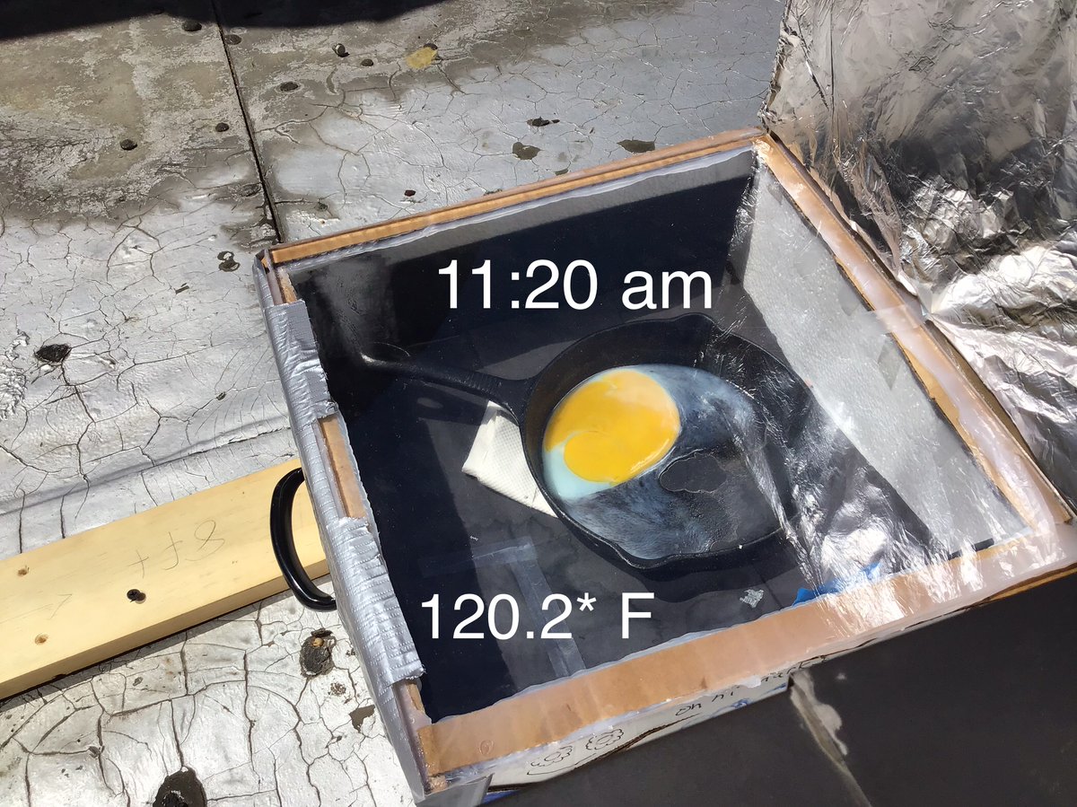 Cjurexhs's tweet photo. @XaverianHS  #Classof2021 cooking eggs in their solar oven. https://t.co/YMDR4pgLIA