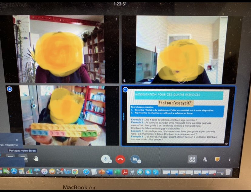 HMontrejeau's tweet photo. Une nouveauté avec la dernière #constellationmaths de l’année : la formation hybride. PE à l’école/PE en distanciel. Manipulations sous le visualiseur et réflexions communes. Accompagner le collectif malgré les contraintes. Réfléchir ensemble à la réussite des élèves en RDP. https://t.co/VOfac9uPM2