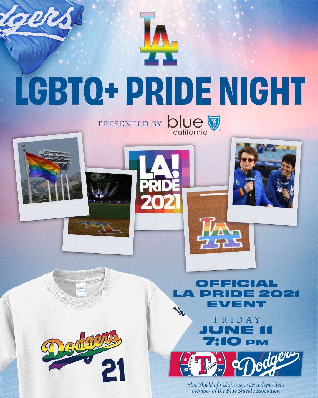 Los Angeles Dodgers on X: Join us for LGBTQ+ Pride Night at Dodger Stadium  on June 11 presented by @BlueShieldCA! Get this exclusive t-shirt when you  purchase a ticket at  After