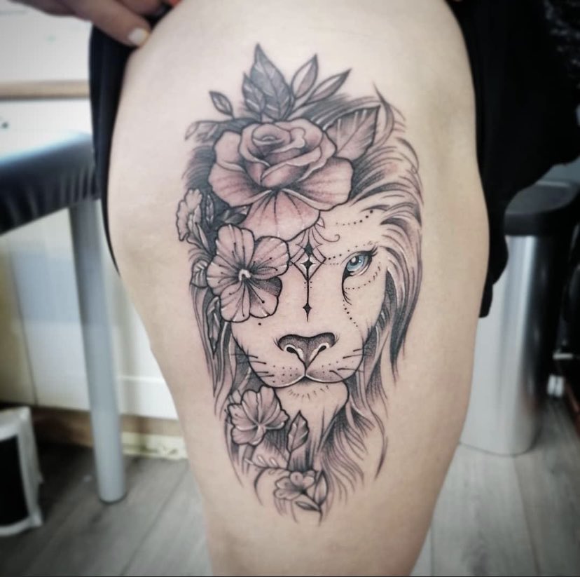 Lion Temporary Tattoo  Lion Tattoos for Men and Women  Tagged flower  neartattoos